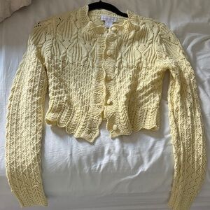 House of Harlow 1960 Light Yellow Knit Cardigan
